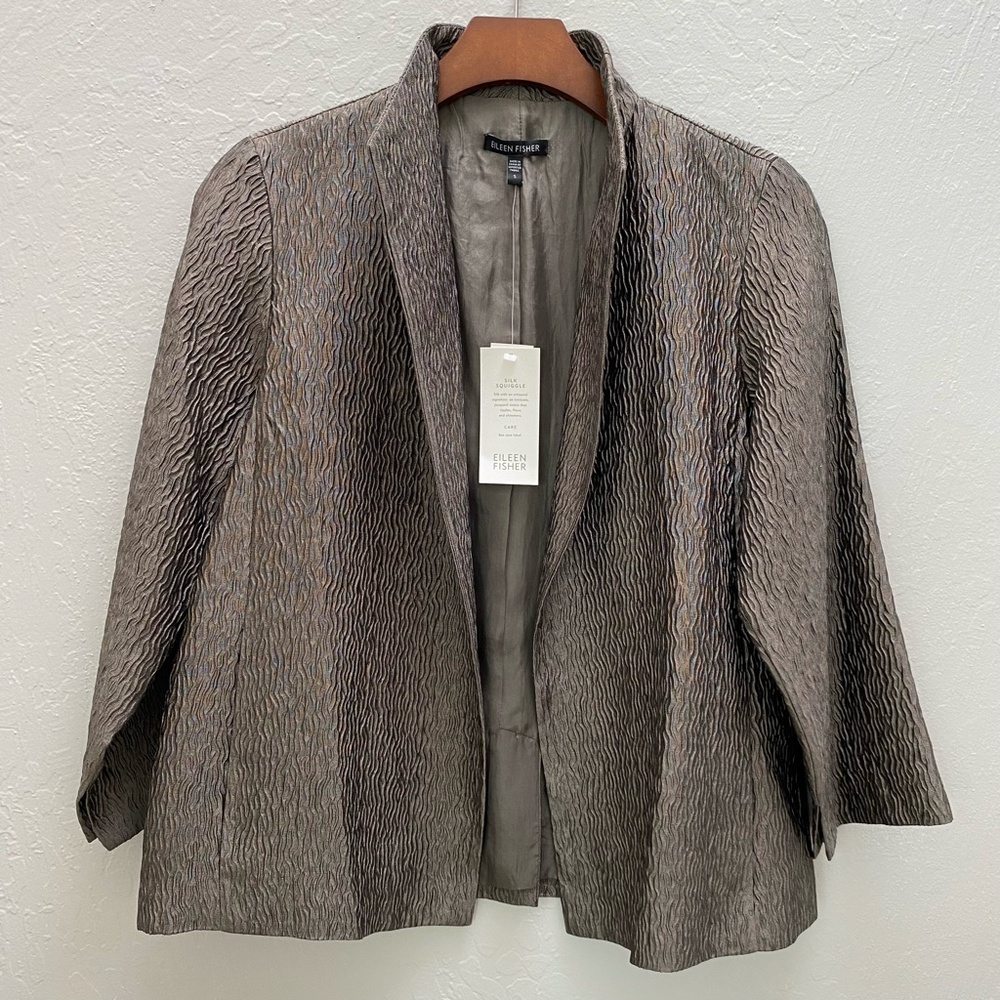 Eileen Fisher Kimono Jacket 3/4 Sleeves Silk Squiggle Branch Small NWT - Picture 4 of 15